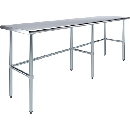 Amgood 24 in. x 96 in. Open Base Stainless Steel Metal Table WT-2496-RCB-Z